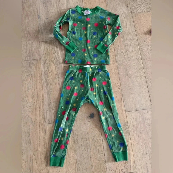 Hanna Andersson Kids Christmas Tree Pajama Set Grey Green Size 10 - Picture 1 of 3